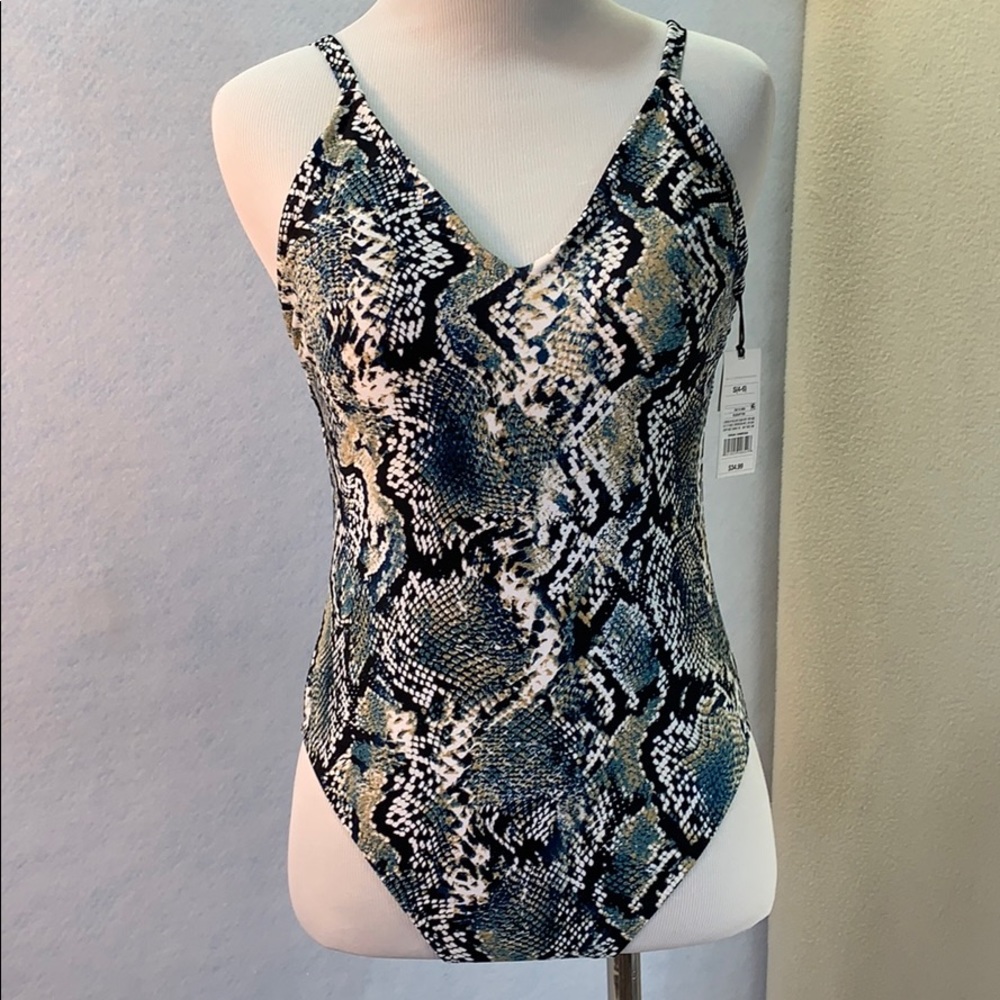 Snakeskin Print One Piece Swimsuit